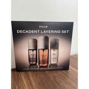 Phlur Decadent Layering Set 3pc Hair & Body Fragrance Mist NIB Vanilla Heavy